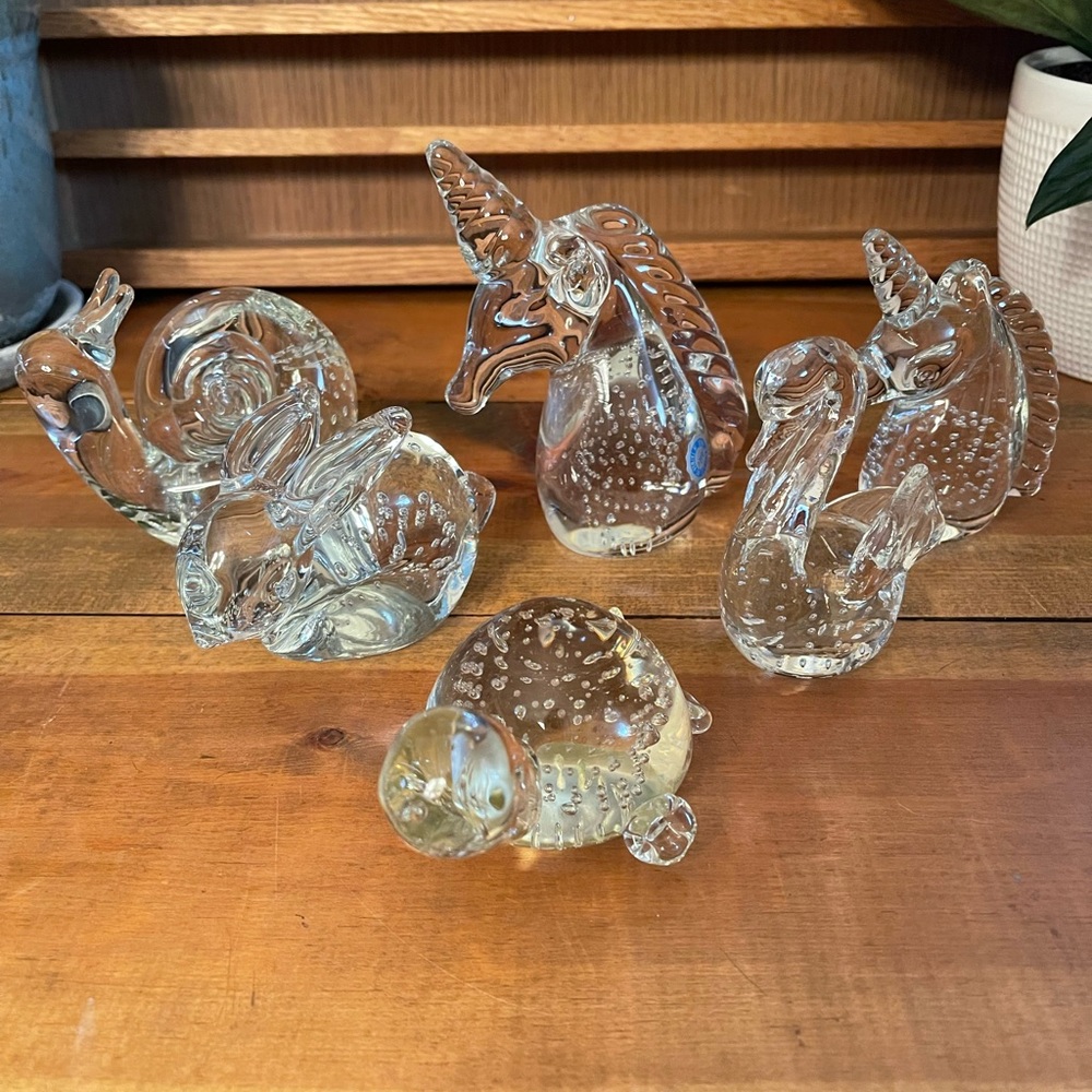Set of 6 Crystal animals W Rice Co Irice
